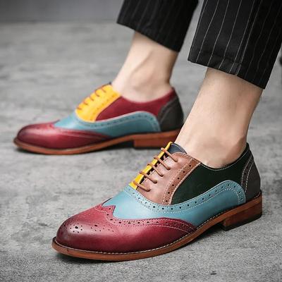 Große Größe 38-48 Mode Party Herrenschuhe Elegant Brogue Flats Herren Formelle Schuhe Lässige Business Oxfords Patchwork Leder Slipper
