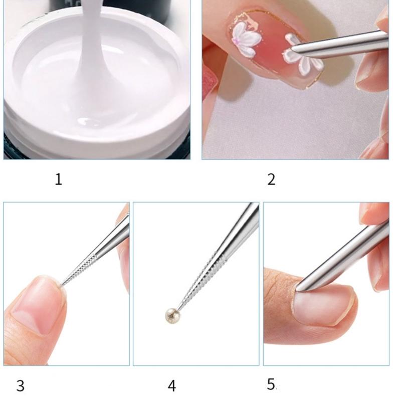 Double Ended Cuticle Pusher Remover Cleaner Nail Art Dotting Pen Stainless Steel Manicure Pedicure Nail Art Care Tool