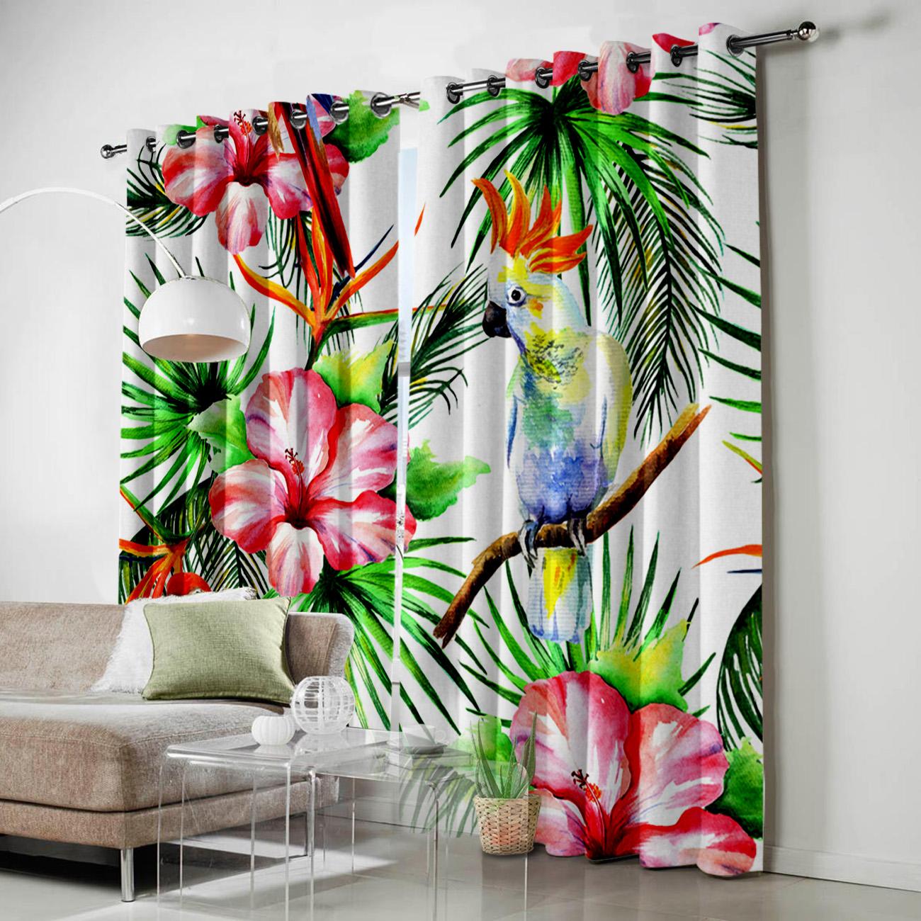 Цветные попугаи оконные шторы живописные шторы для гостиной декоративные элементы — фото 4