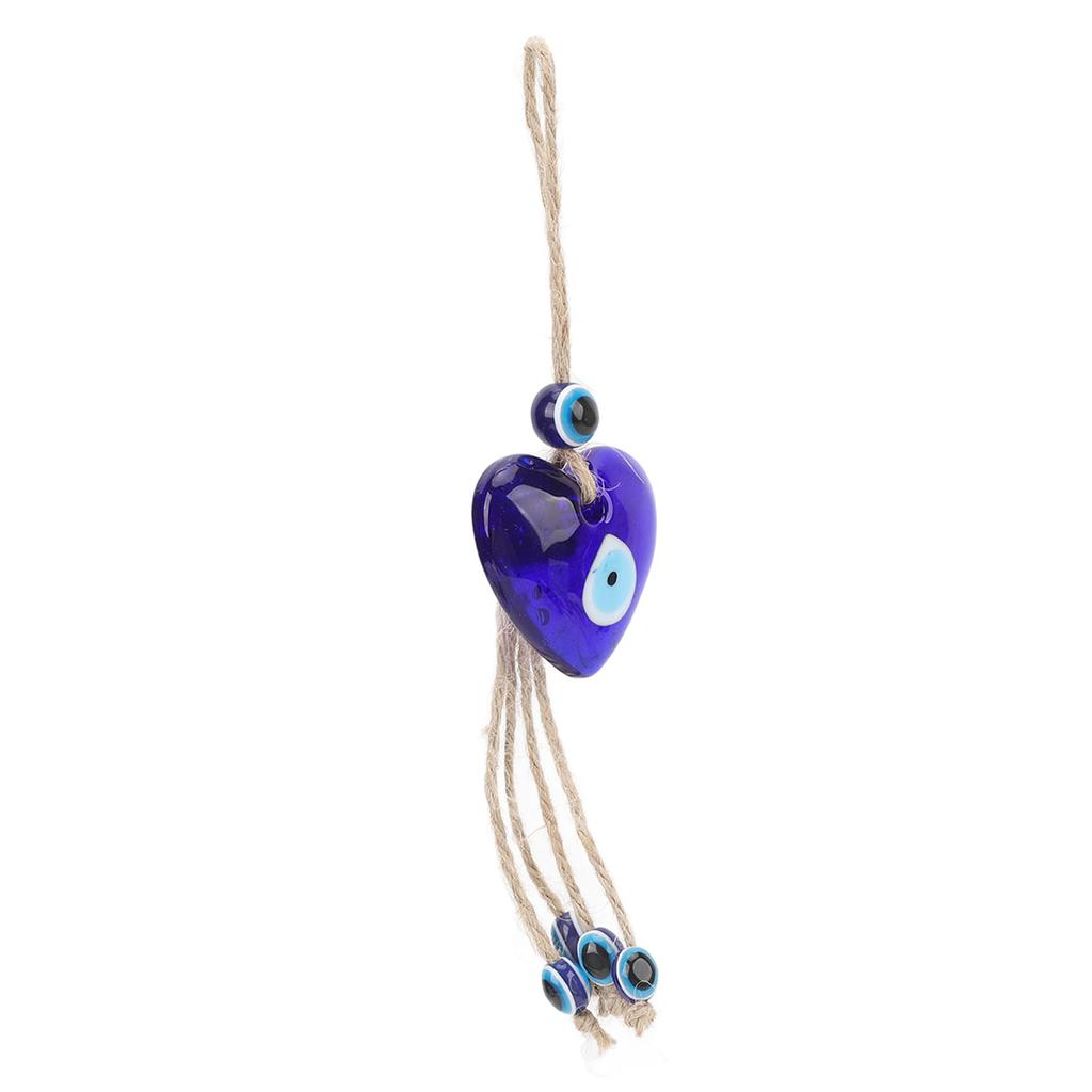 Woven Rope Pendant Blue Evil Eye Heart Shaped Ornament Hanging Decoration for Car Interior Clothing