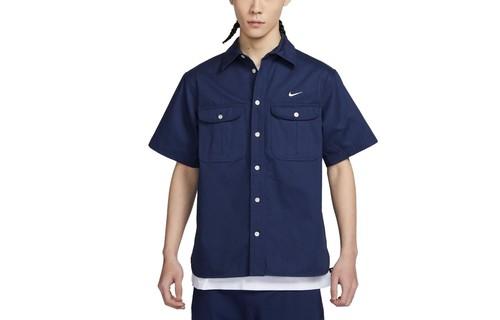 Nike Solid Logo Single-Breasted Short Sleeve Shirt S чирковый