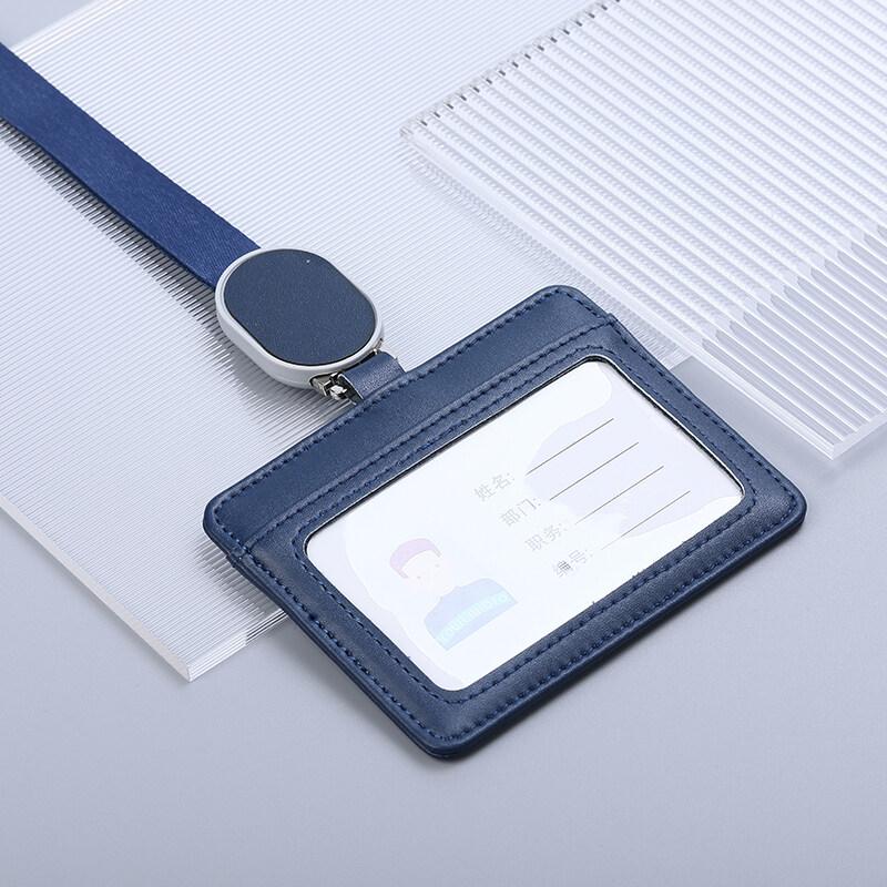 2025 NEW Real Leather Work Card Cases ID Certificate Holder with Retractable Badge Reel Lanyard