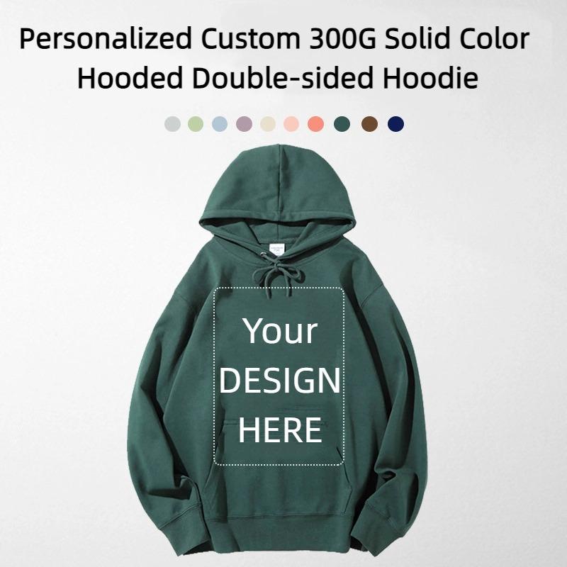 

Personalized Custom 300G Solid Color Hooded Double-sided Hoodie S белый