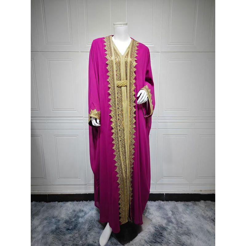 

Ближневосточное кружевное лоскутное кимоно, шифоновое платье-комбинация, комплект с лентами Rose Red M