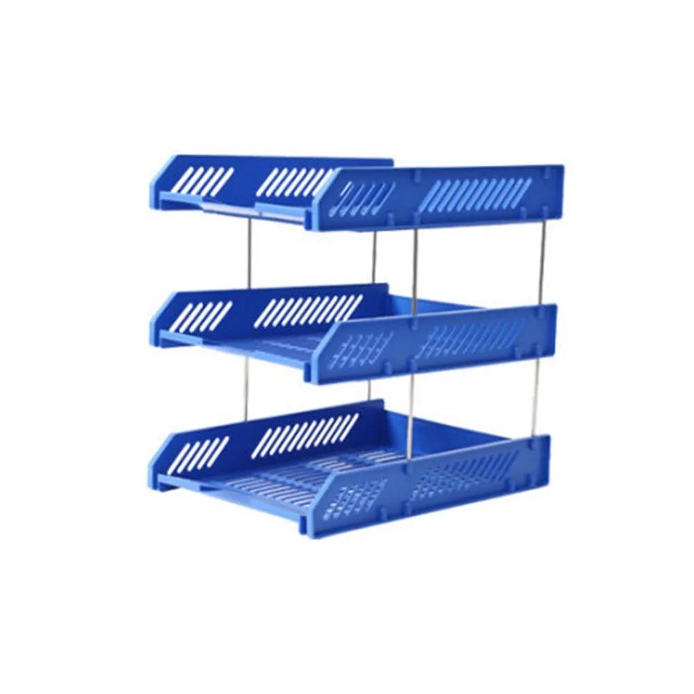 Portable Three-Layer File Rack Vertical Stackable High Quality A4 File Tray Plastic File Storage Rack for Home Office School