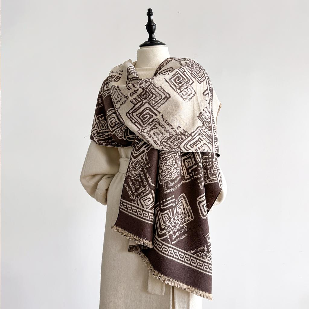 Winter Women's Fashion Warm Poncho Imitation Cashmere Thick Shawl Wrap Female Pashmina Blanket Bufanda Echarpe Scraf