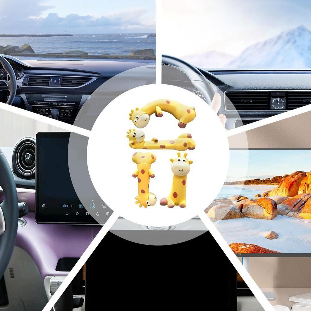 Mini Dolls Computer Monitor Decor 3D Desk Toy Giraffe Ornament Model  Auto Interior