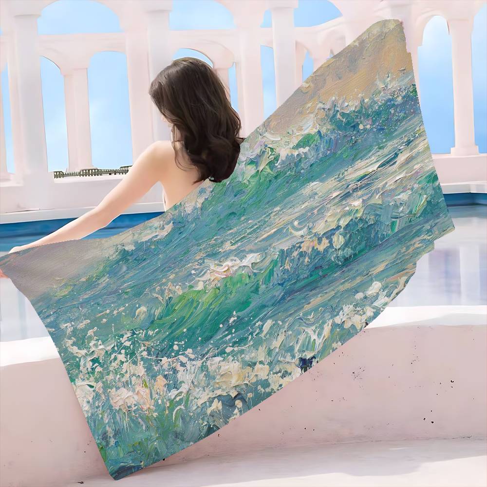 Art Category world famous painting Microfiber Blanket Quick Drying Beach Towels Oversized Printing Super Absorbent Pool Towel