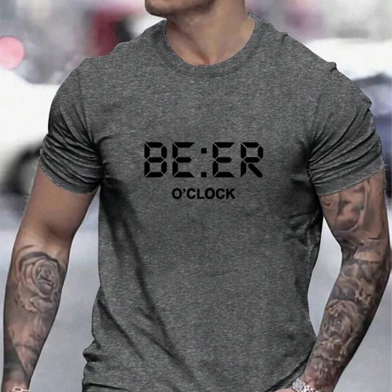 New Summer Men's Fashion T-shirt Eer Alarm Clock Printed Men's T-shirt Top