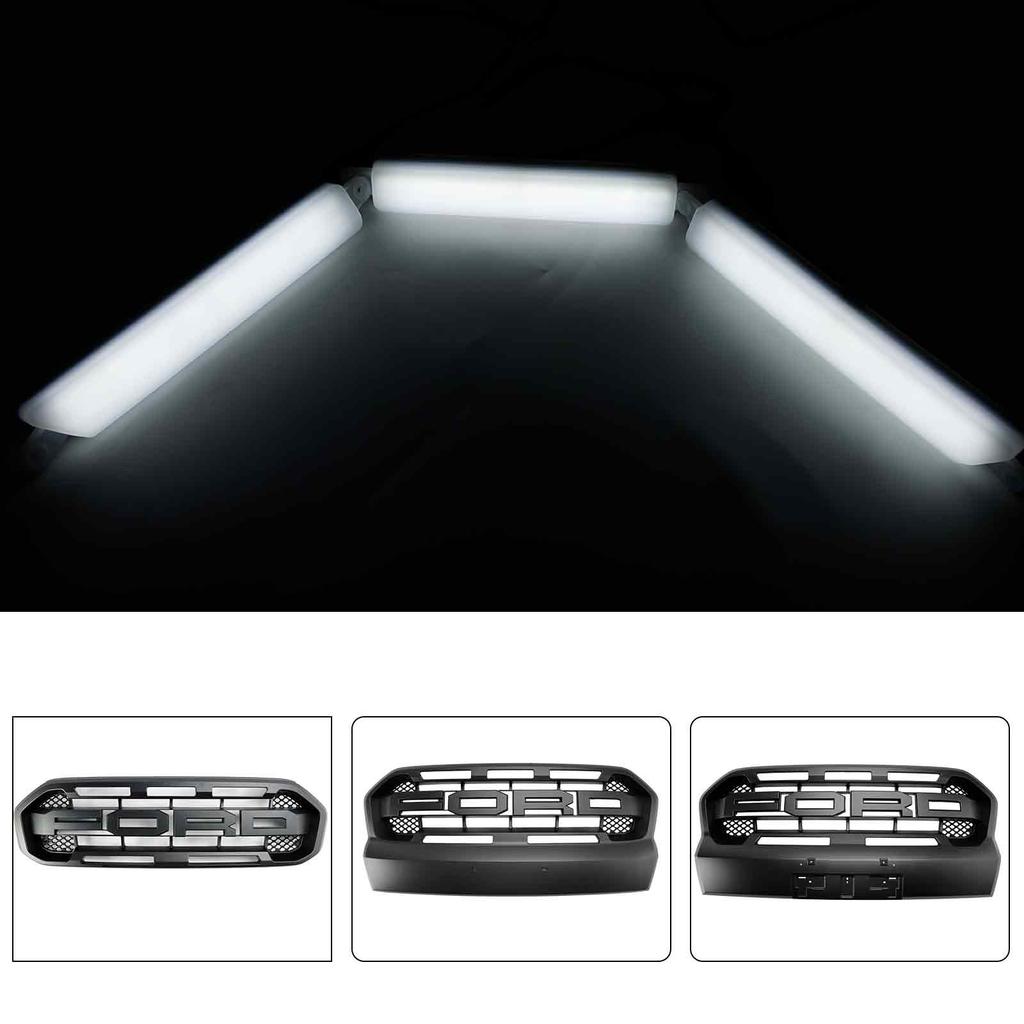 Frontstoßstangengitter Grill Weißes LED-Licht Passend für Ford Ranger 2015-2023 T7 T8