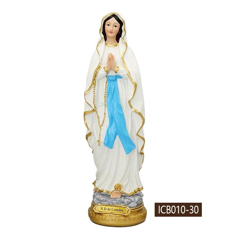 Our Lady of Lourdes Blessed Virgin Mother Mary Catholic Religious Gift Colored Resin Figurine Statue