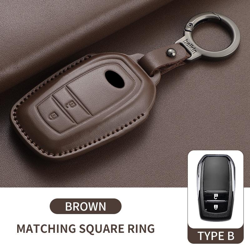New Leather Car Remote Key Case Cover Shell for Toyota Prius Camry Corolla Avalon CHR RAV4 Land Cruiser Prado Keyless Key Fob