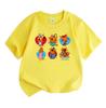 Kids Boys Girls 100% Cotton Crew Neck Short Sleeve T-Shirt, Cute Orange Cartoon Cat Family Print Casual Soft Breathable Top for Children Daily Wear, G