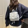 1Pcs Large Capacity Bow Shoulder Bag Multi Functional Korean Style Lace Plaid Backpack Travel Canvas Backpack Book Bag