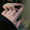 Fashion Hollow Heart Mosaic Ring Set Elegant Vintage Adjustable Women Finger Cute Love Jewelry Wedding Party Gift for Girl