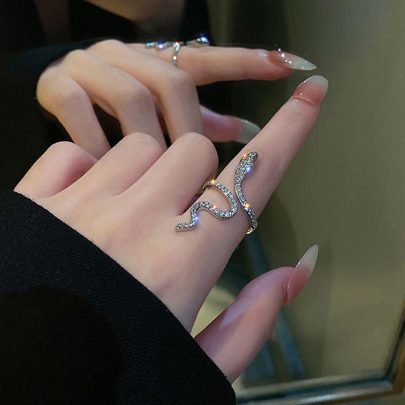 Fashion Hollow Heart Mosaic Ring Set Elegant Vintage Adjustable Women Finger Cute Love Jewelry Wedding Party Gift for Girl