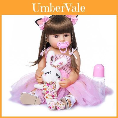 Original Doll Reborn Baby Toddler Girl Soft Full Silicone Bath Toy Gift**