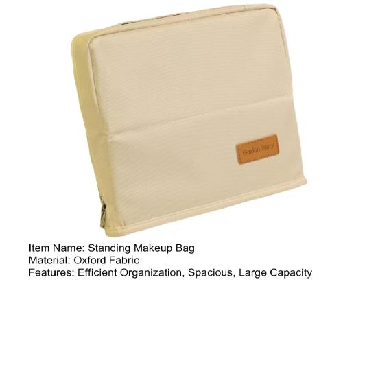 Multi-purpose Standing Makeup Bag Waterproof Oxford Cloth Makeup Organizer with Compartments Large Capacity Vertical Stationery Organizer