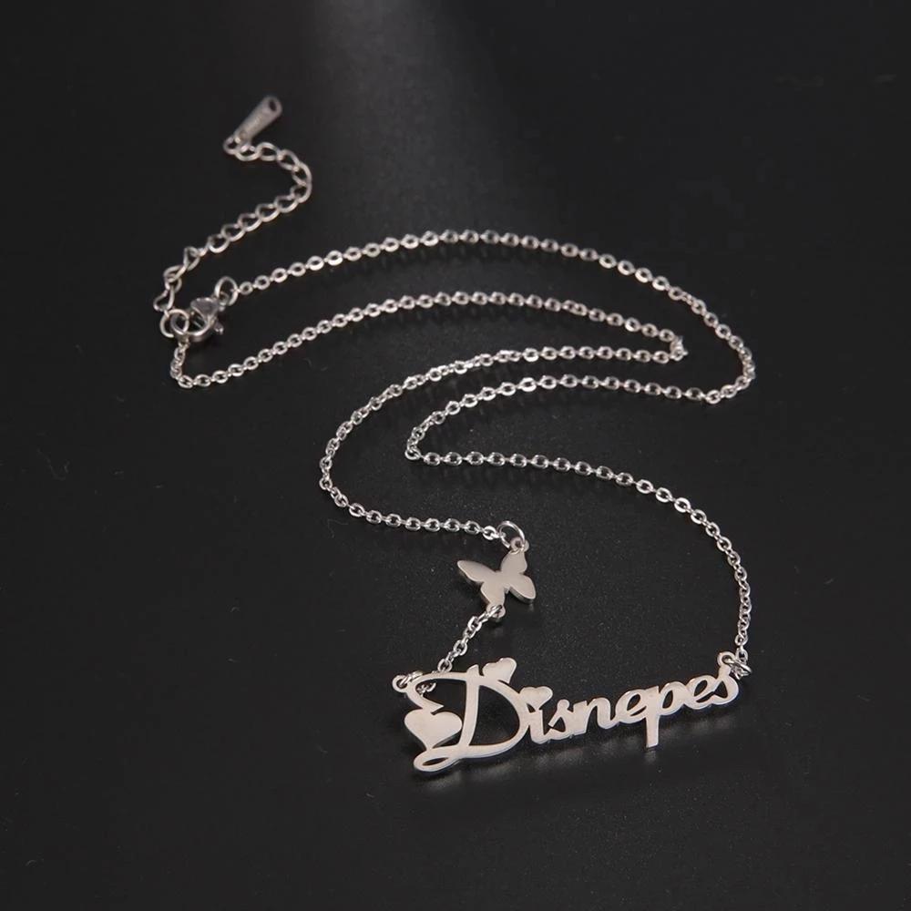 Cazador Custom Butterfly Heart Infinity Pendant Name Necklace for Women Stainless Steel Personality Names Necklace Jewelry Gift