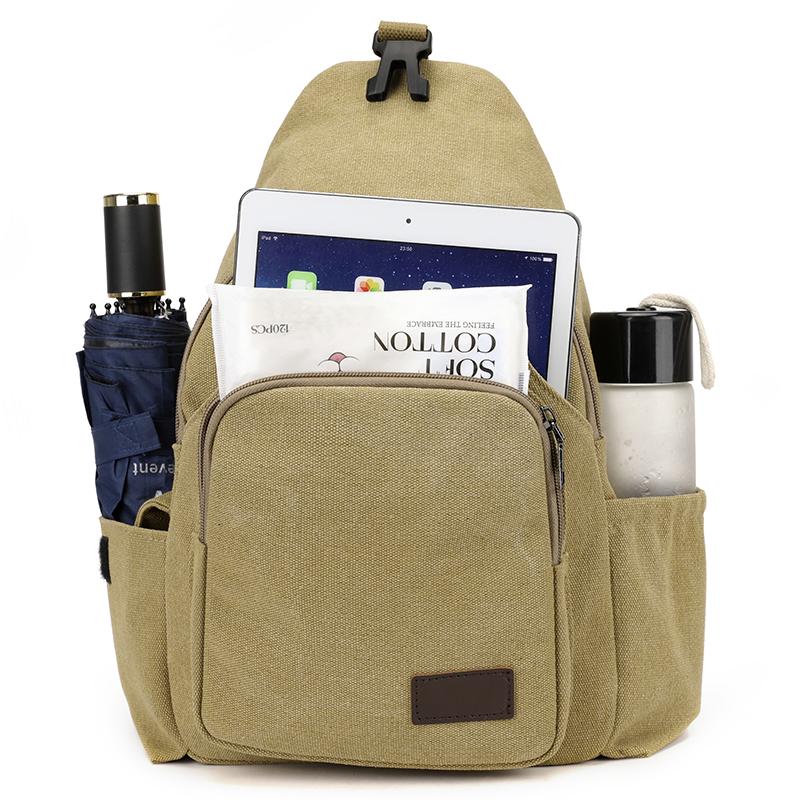 Brusttasche mit großem Fassungsvermögen Herren Mehrschichtige Canvas-Umhängetasche Multifunktionaler kleiner Rucksack