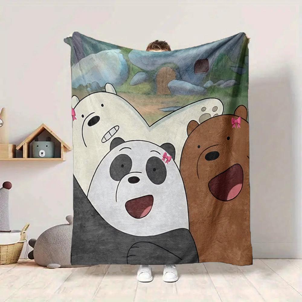 1pc We Bare Bears Flannel Throw Blanket Lightweight Soft Warm All Season Blanket for Sofa, Bed, Travel,L1028156