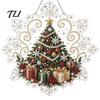 Handmade Christmas Tree Decor Faux Pearl Painting Suncatcher Kit, Acrylic Snowflake Shaped Board with Lace Crystal Beading Craft Set Edge, 3D Gemstone