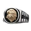 Eco-friendly American Punk Men's Eagle Head Ring