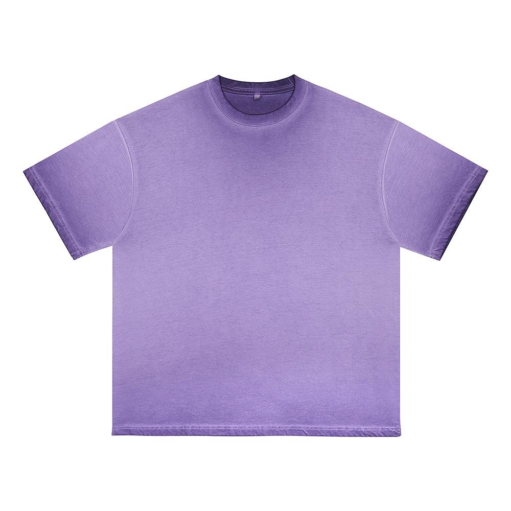 

Мужская летняя футболка с градиентом - 230 г чистого хлопка, стираный дизайн с коротким рукавом M фиолетовый