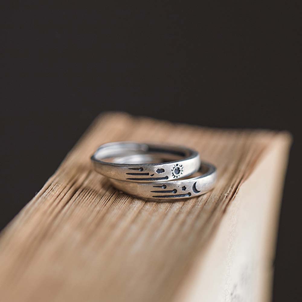 Personality Sun Moon Korean Women Open Ring Fashion Jewelry Finger Rings Couple Ring