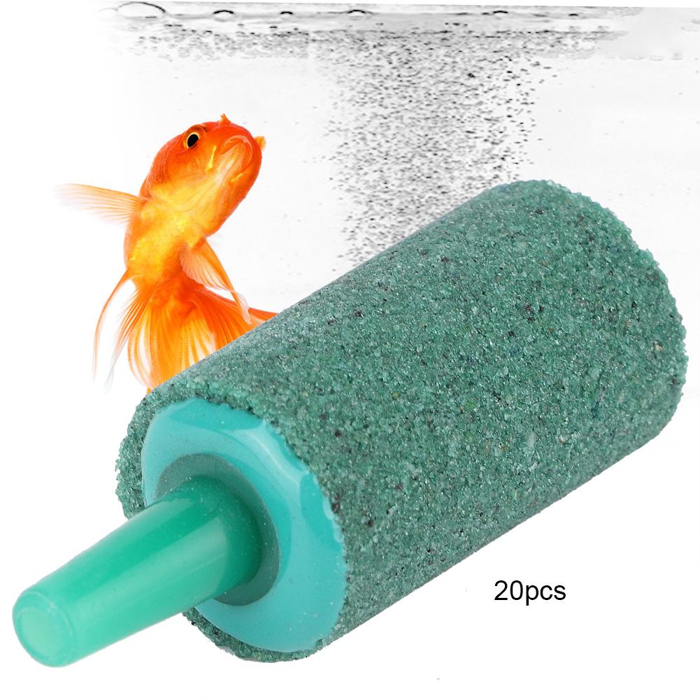 20PCS Green Sandstone Cylinder Aquarium Oxygen Pump Aeration Air Stone Fish Tank Bubble Stones