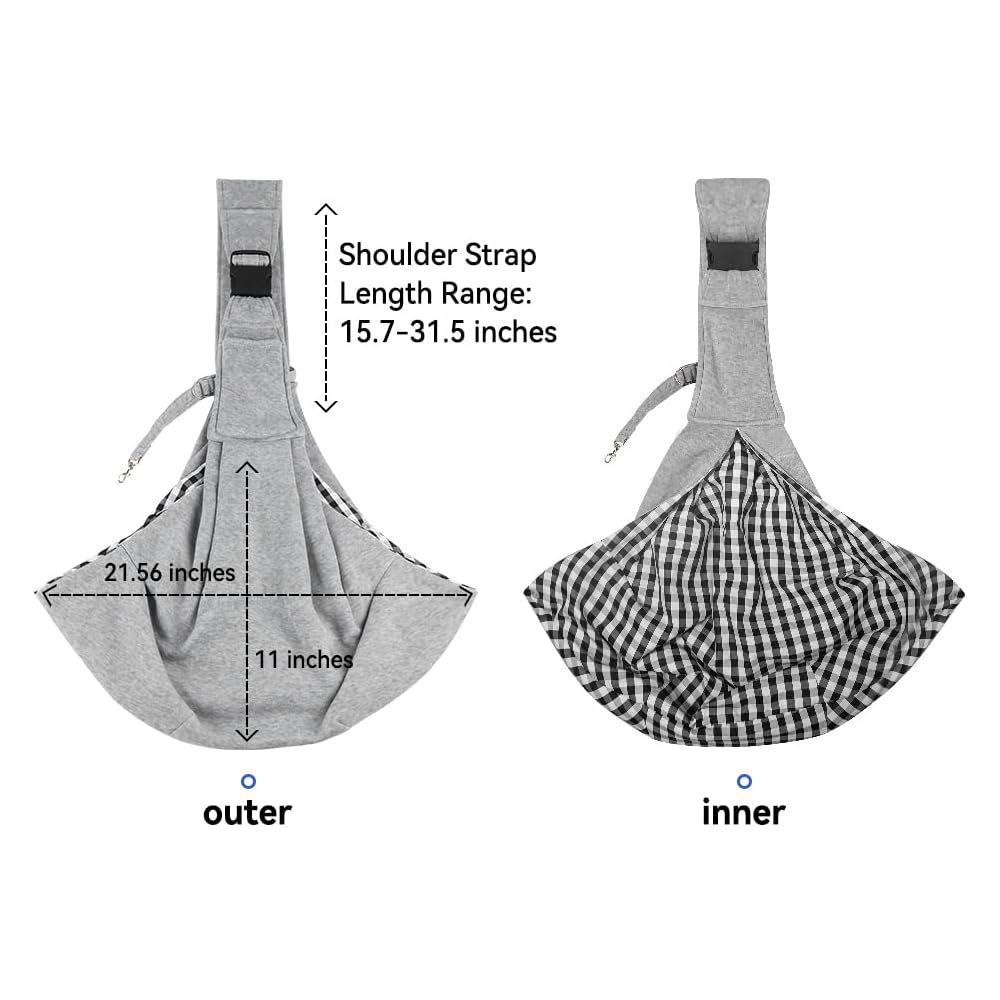 Pet Dog Hand Free Sling Carrier With Adjustable Strap For Traveling Outdoor Grey
