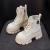 Women's Summer Hollow-Out Leather Boots: British-Style High-Platform Thick-Soled Cool Footwear, Mesh-Trimmed Women's Sandal-Boots