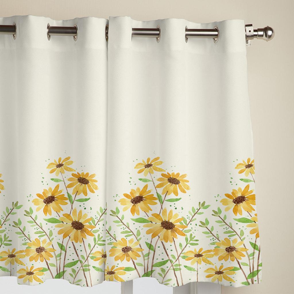 Yellow Daisy Flowers Modern Window Curtains for Living Room Bedroom Curtain Kitchen Treatment Blinds Drapes