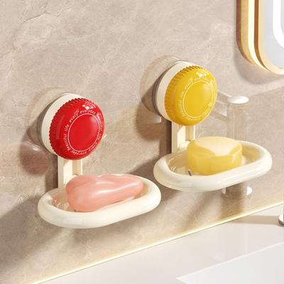 2PCS/SET Wall Mounted Rotating Installation Soap Box Plastic Punch Free Water Draining Soap Dish Anti-slip Detachable