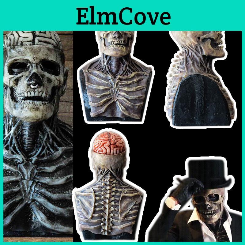 Maschera Biochimica Scheletro Spaventoso Per le Festività di Halloween Copertura Totale Testa in Silicone con Cappello