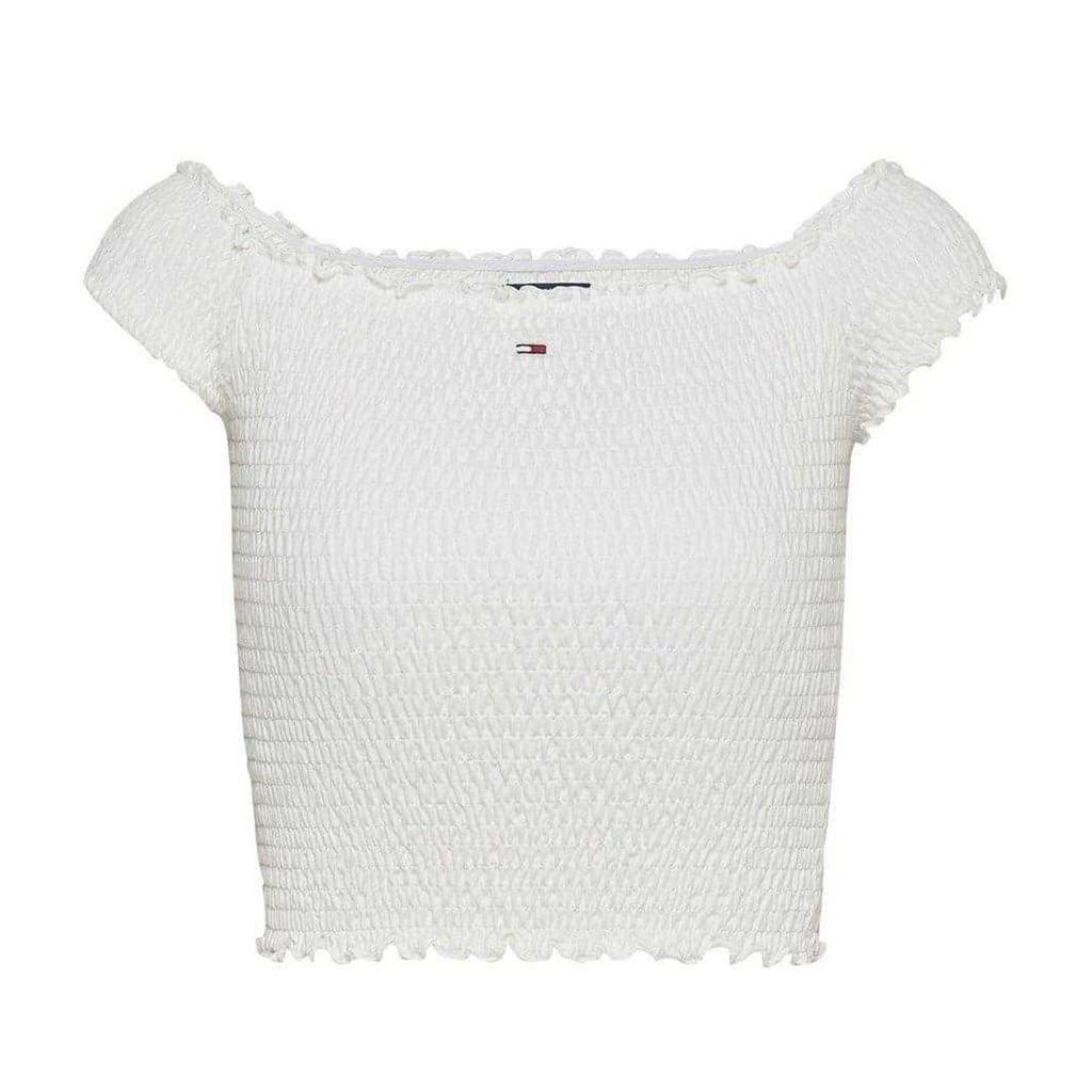 Tommy Jeans Womens/Ladies Mini Logo Off Shoulder Slim Smock Top