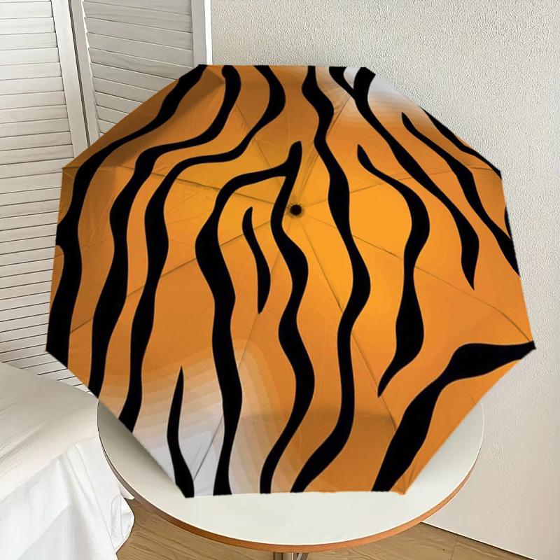 

1pc Tiger Print Pattern Design Umbrella with Plastic Handle,Suitable for All Seasons Home Travel Outdoor UmbrellaDD911