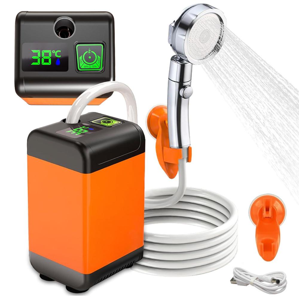 

Цифровой дисплей Электрический насос для душа Открытый кемпинг Водонепроницаемый душ Портативный походный пляжный инструмент для мытья домашних животных