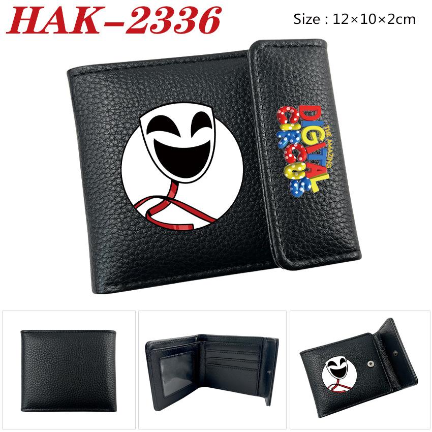 The Amazing Digital Circus PU Leather Wallet Black Snap Closure Anime Short Card Holder for Men Women