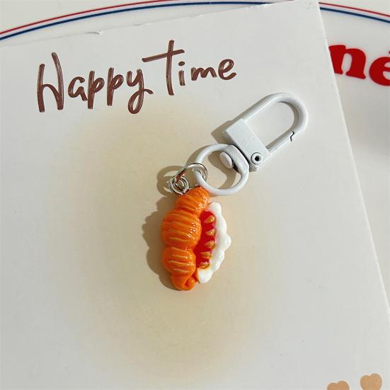 Keychain Pendant 1:1 Realistic Breakfast Food Shape Bag Charm Portable Resin Keyring with Metal Buckle