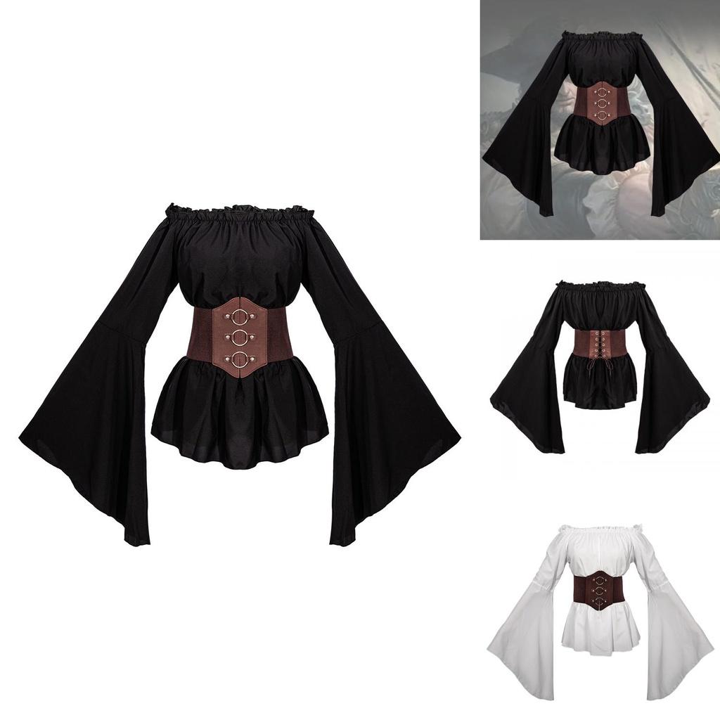 Stylish Mangguo Women's Renaissance Pirate Shirt With Long Sleeves For Performances