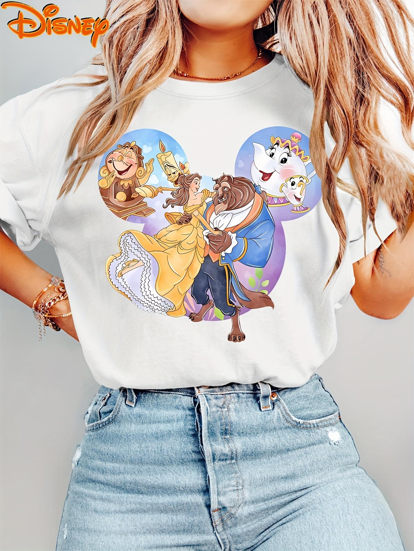 

2026Summer Disney Beauty and The Beast Graphic Tshirt Men Women Fashion Cotton Quality Casual Loose Short Sleeve Classic Unisex M