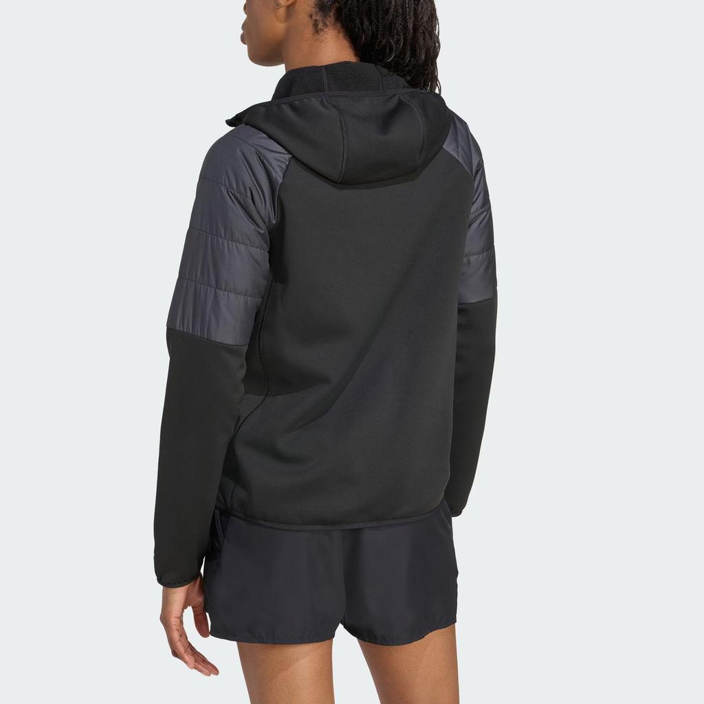 adidas Terrex Multi Hybrid Hooded Jacket, Women's FW25 Outdoor Warm Fleece Spliced Sports Long Sleeve Cotton Coat JC5180