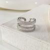 French Zircon Double-Layer Open Ring: Luxe, Unique Design, High-End Cool Style Jewelry.