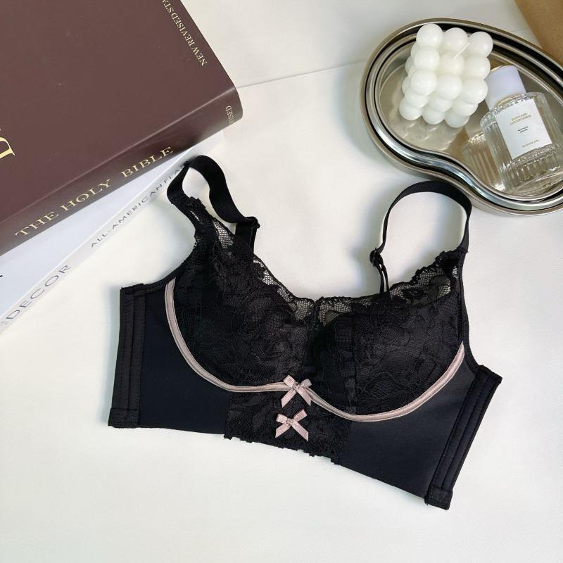 New Splicing Collision Underwear Women Gathered Bra Without Steel Ring To Collect Breasts Bra