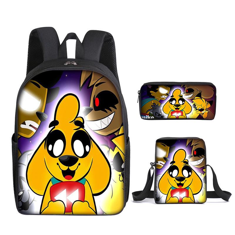 Mikecrack Rucksack Grund- und Sekundarschule Schultasche Bedruckter Rucksack Umhängetasche Federmäppchen Dreiteiliges Set