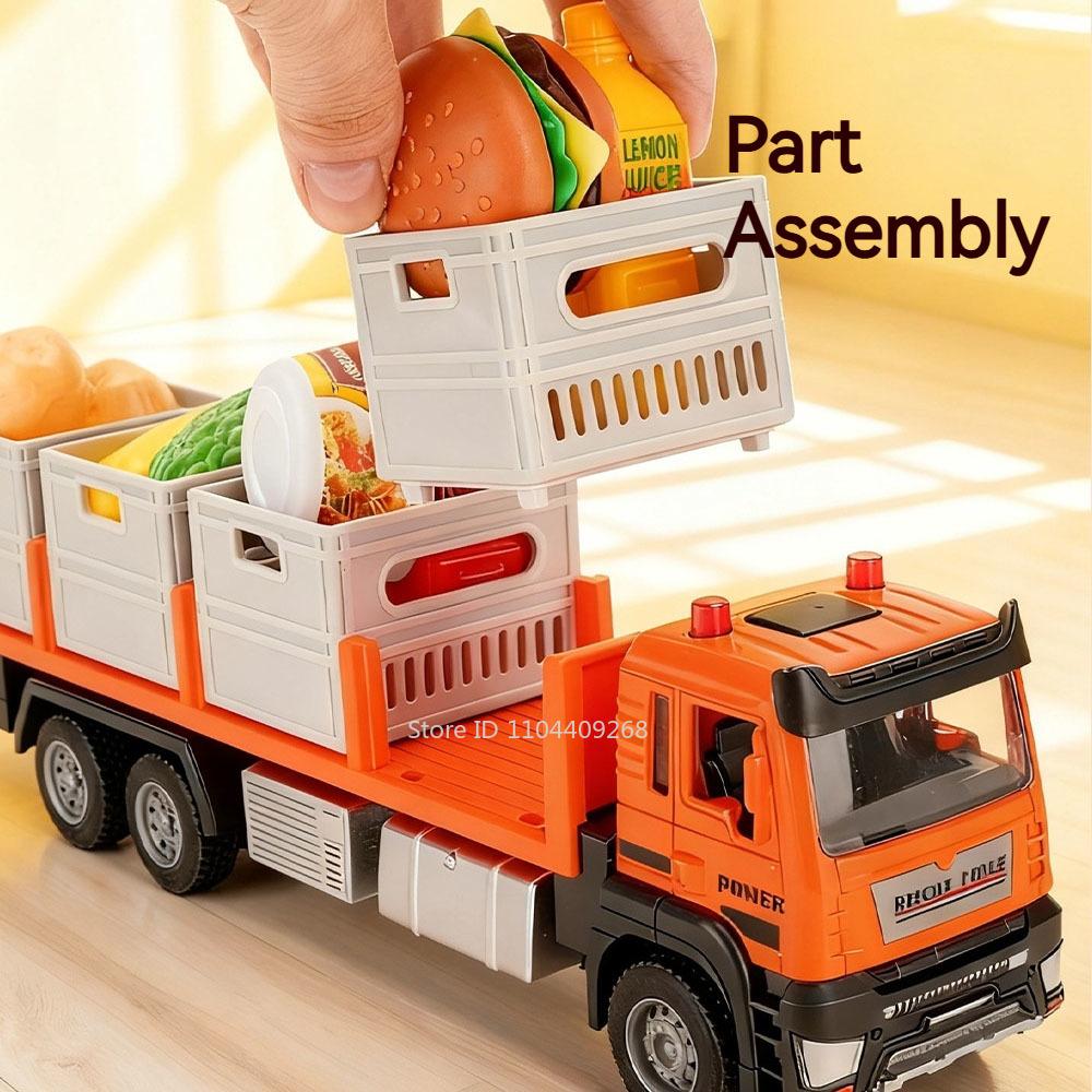 1:32 Scale Fruit and Vegetable Cart Muck Transport Car Model Toy Alloy Body Rubber Tires Vehicle Models Kids Birthday Presents