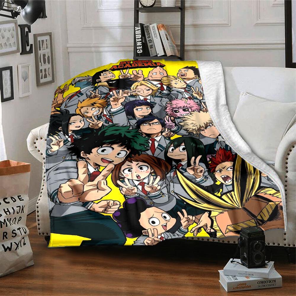 Anime Hero Academia Print Flannel Blanket High Quality Warm Comfortable Cover for All Seasons Perfect for Gifts Home Decor