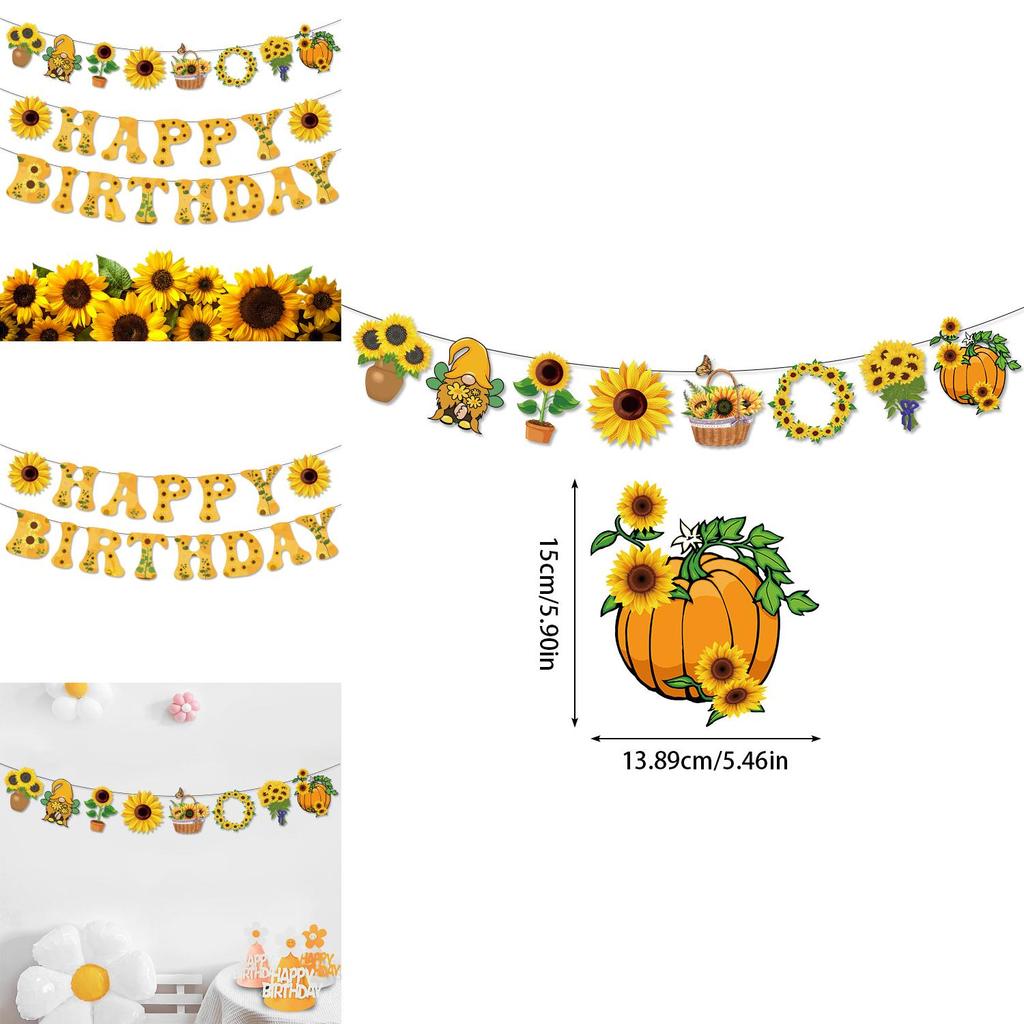 Sunflower Theme Letter Banner For Party Decor With Paper Material For Event Celebrations