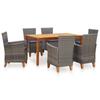 Day and Night - Day and Night Dining Set 7 Pieces Synthetic Rattan Solid Acacia Wood Gray